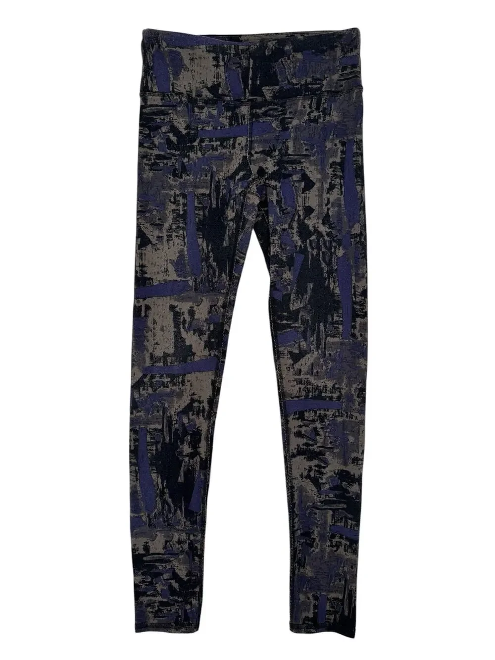 ALO High Rise Leggings Tan Black Blue Camo Abstract Print Size Small Womens